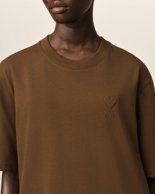 Ami de Coeur T-Shirt aus brauner Baumwolle mit Prägung - Damen - 10 - AMI Paris - Ami Paris