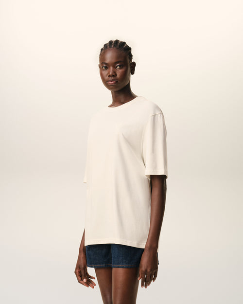 White Cotton Ami De Coeur Embossed T-shirt - 12 - Ami Paris