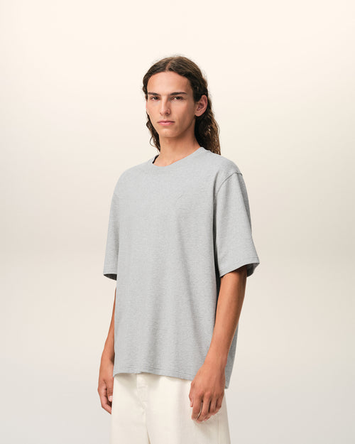 Grey Cotton Ami De Coeur Embossed T-shirt - Man - 6 - AMI Paris - Ami Paris