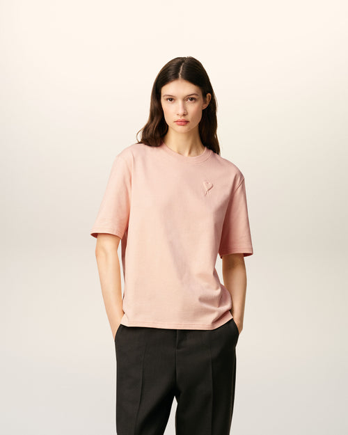                                     Pink Cotton Ami De Coeur Cosy Fit T-shirt - 3                                 - Ami Paris