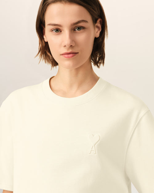 Camiseta blanca de algodón Ami de Cœur en relieve - Mujer - 10 - AMI Paris - Ami Paris