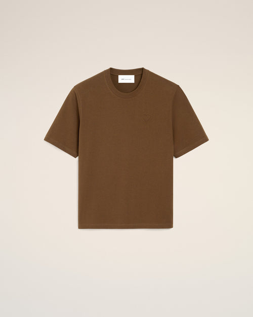 Camiseta Ami de Cœur de algodón marrón con relieve - MARRÓN CHOCOLATE - Ami Paris
