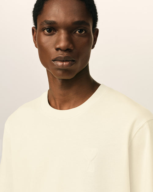 Camiseta blanca de algodón Ami de Cœur en relieve - Hombre - 4 - AMI Paris - Ami Paris