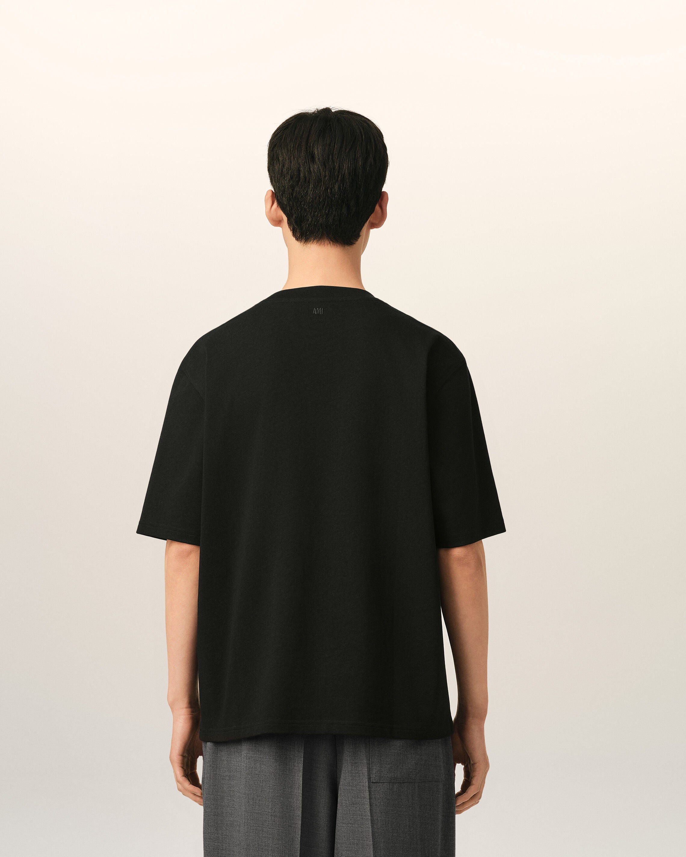 Camiseta negra de algodón Ami de Cœur en relieve - 5