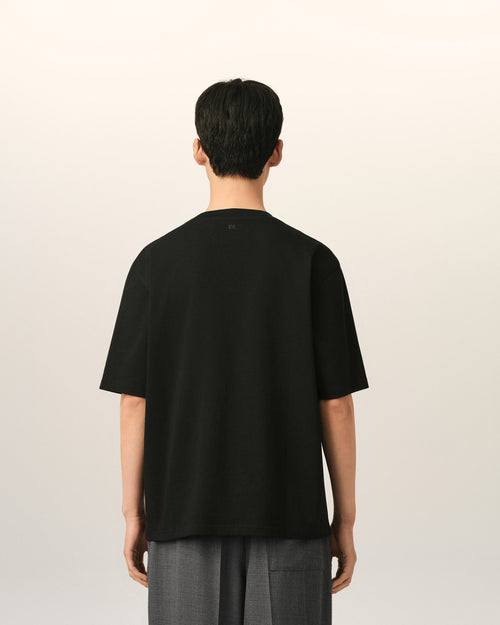 Camiseta negra de algodón Ami de Cœur en relieve - Hombre - 5 - AMI Paris - Ami Paris