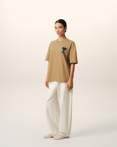 Beige Cotton Ami De Coeur T-shirt - Woman - 12 - AMI Paris - Ami Paris