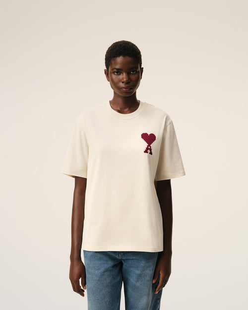 T-shirt Ami de Coeur in cotone bianco - Donna - 9 - AMI Paris - Ami Paris