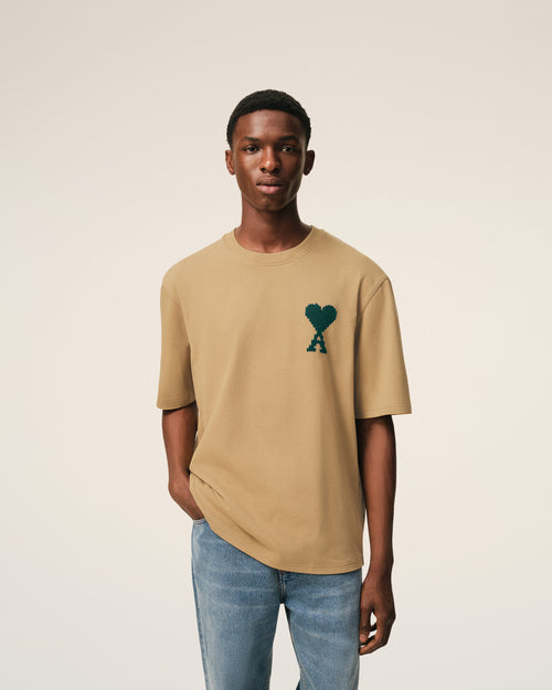 Beige Cotton Ami De Coeur T-shirt - 3 - Ami Paris