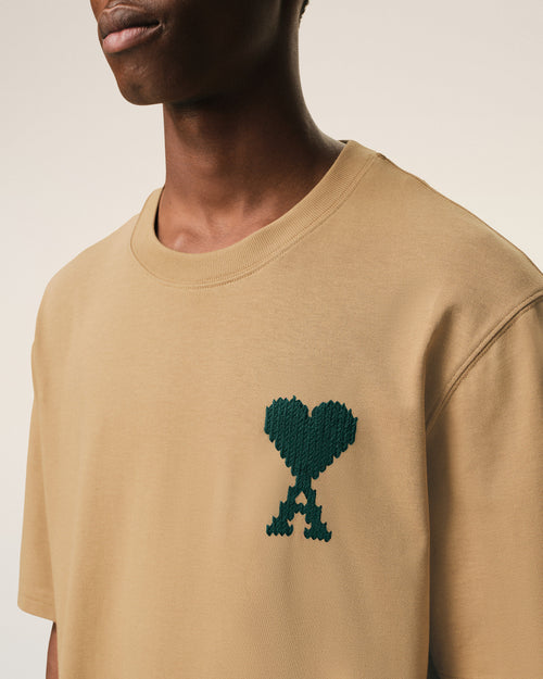 Beige Cotton Ami De Coeur T-shirt - 4 - Ami Paris