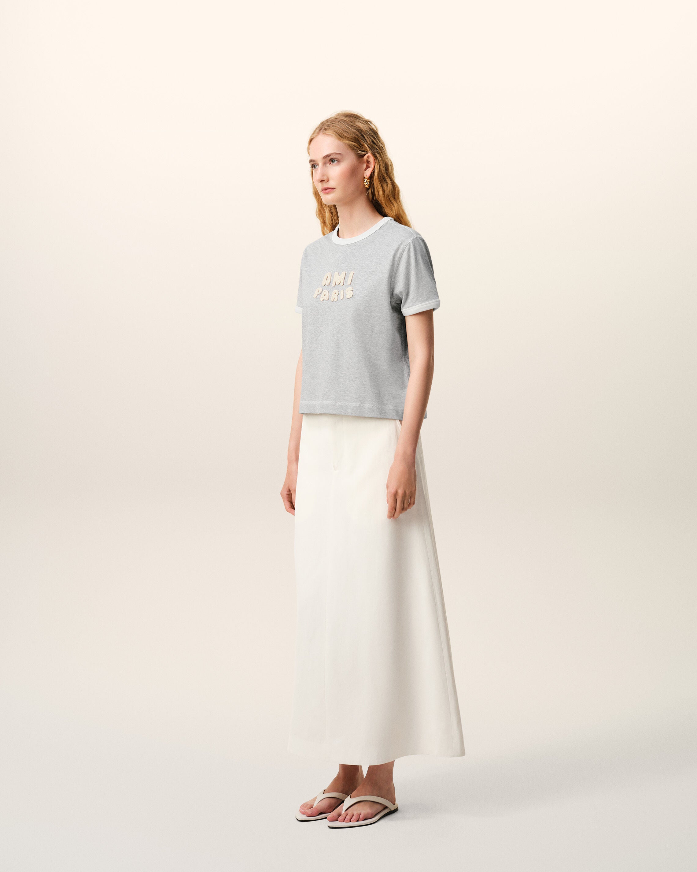 Grey Cotton Ami Paris Knitted Patch T-shirt - 11