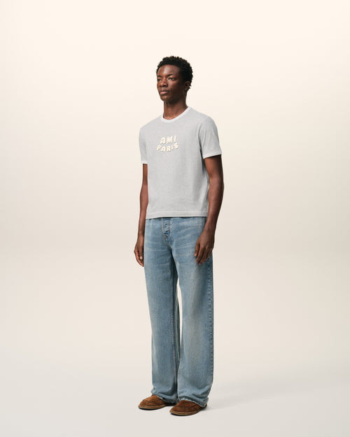 Grey Cotton Ami Paris Knitted Patch T-shirt - Man - 5 - AMI Paris - Ami Paris