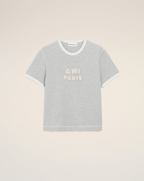 Grey Cotton Ami Paris Knitted Patch T-shirt - 2 - Ami Paris