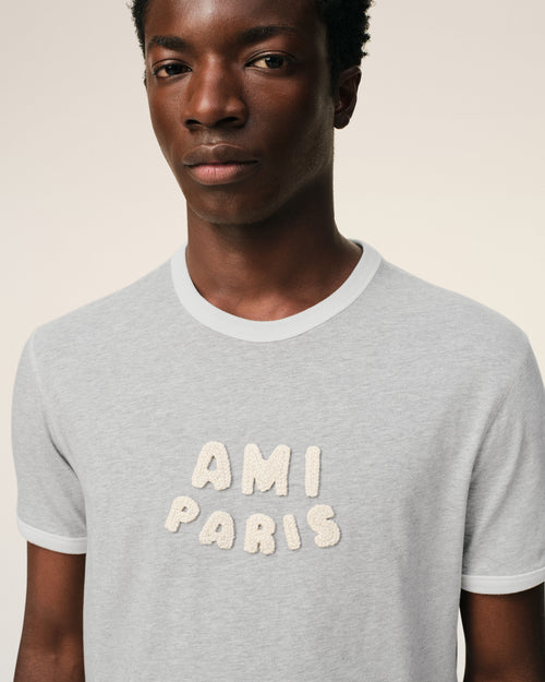 Grey Cotton Ami Paris Knitted Patch T-shirt - Man - 4 - AMI Paris - Ami Paris