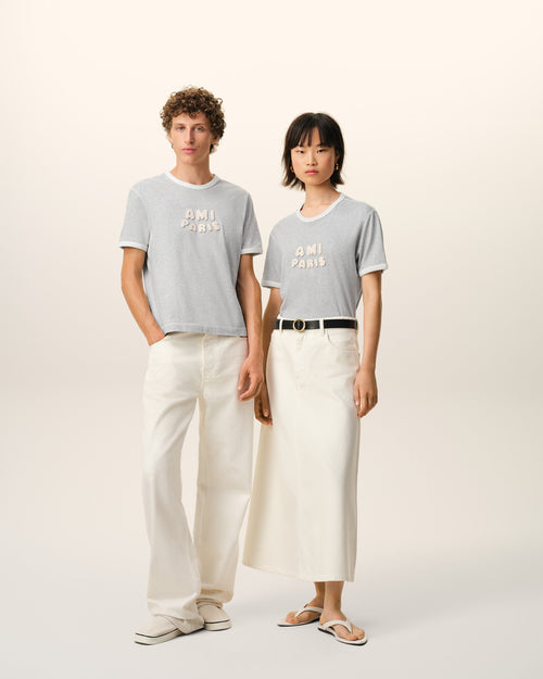 Grey Cotton Ami Paris Knitted Patch T-shirt - unisex - 13 - AMI Paris - Ami Paris