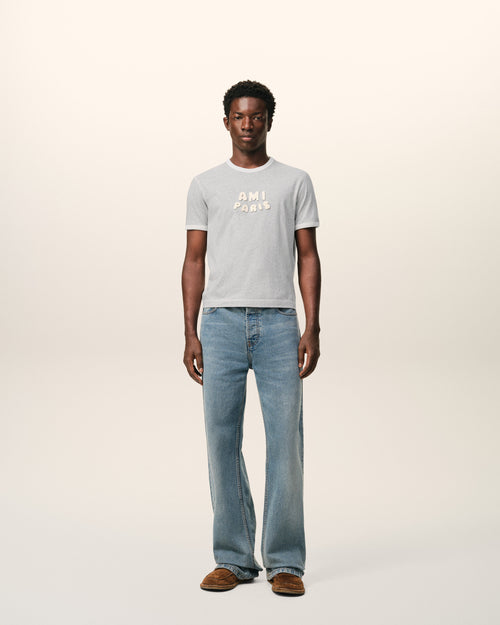 Grey Cotton Ami Paris Knitted Patch T-shirt - Man - 2 - AMI Paris - Ami Paris