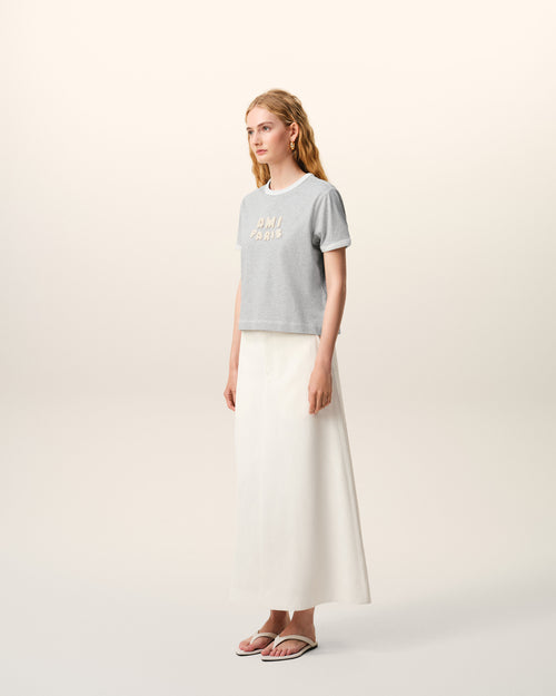 Grey Cotton Ami Paris Knitted Patch T-shirt - Woman - 10 - AMI Paris - Ami Paris