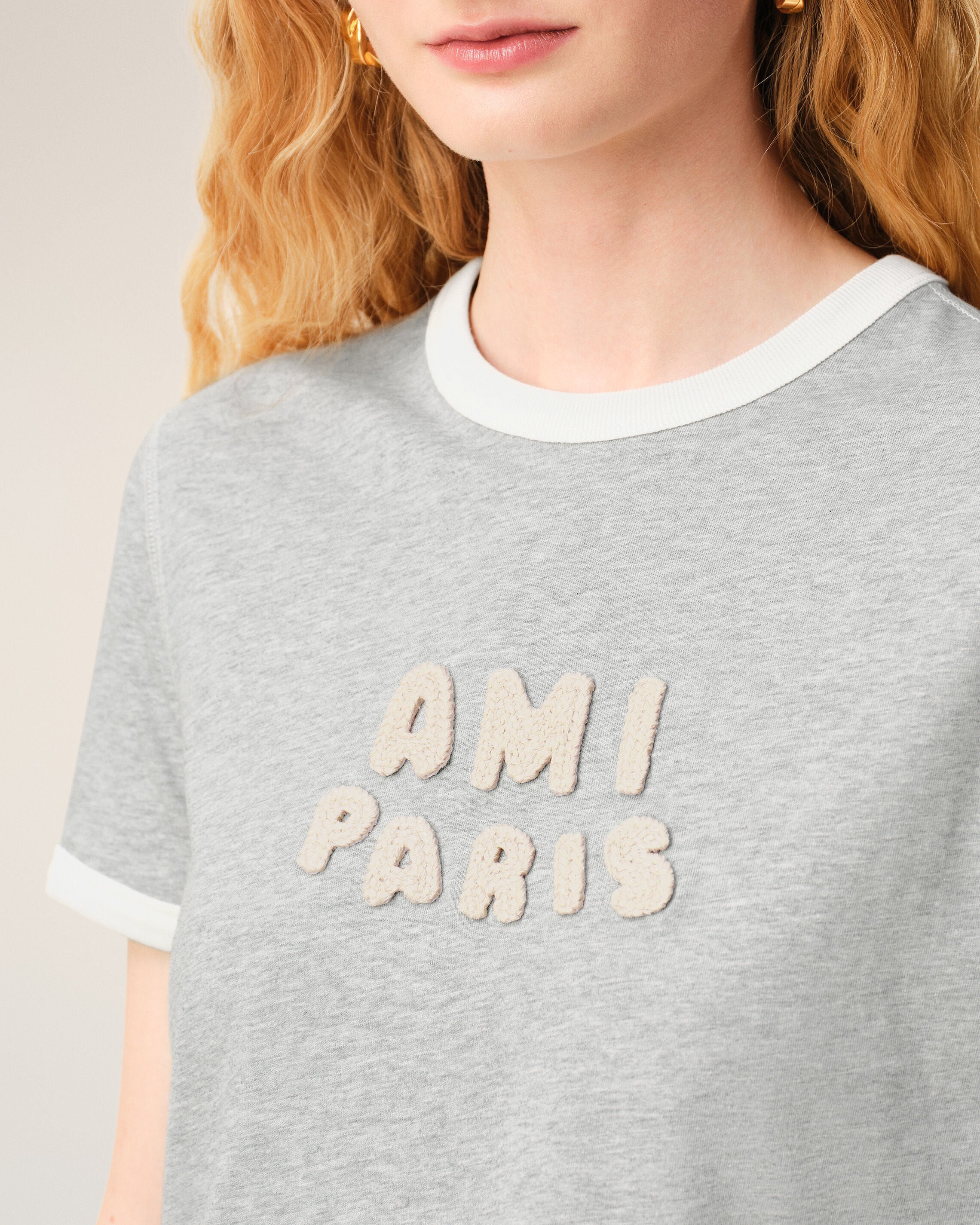 Grey Cotton Ami Paris Knitted Patch T-shirt - 9