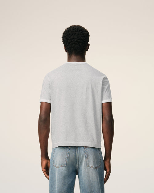 Grey Cotton Ami Paris Knitted Patch T-shirt - Man - 5 - AMI Paris - Ami Paris