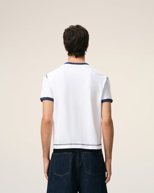 White Cotton Ami De Coeur Knitted Patch T-shirt - 5 - Ami Paris