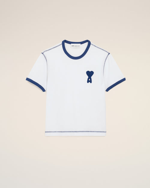 ホワイトコットン  Ami De Coeur ニットパッチ Tシャツ - 男性 - 1 - AMI Paris - Ami Paris
