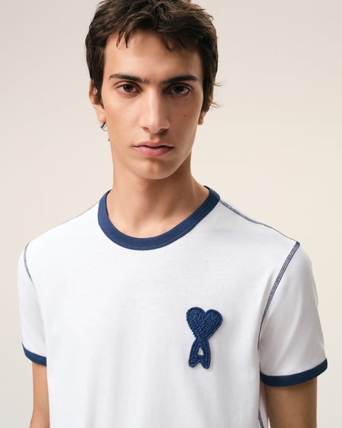 White Cotton Ami De Coeur Knitted Patch T-shirt - 4 - Ami Paris
