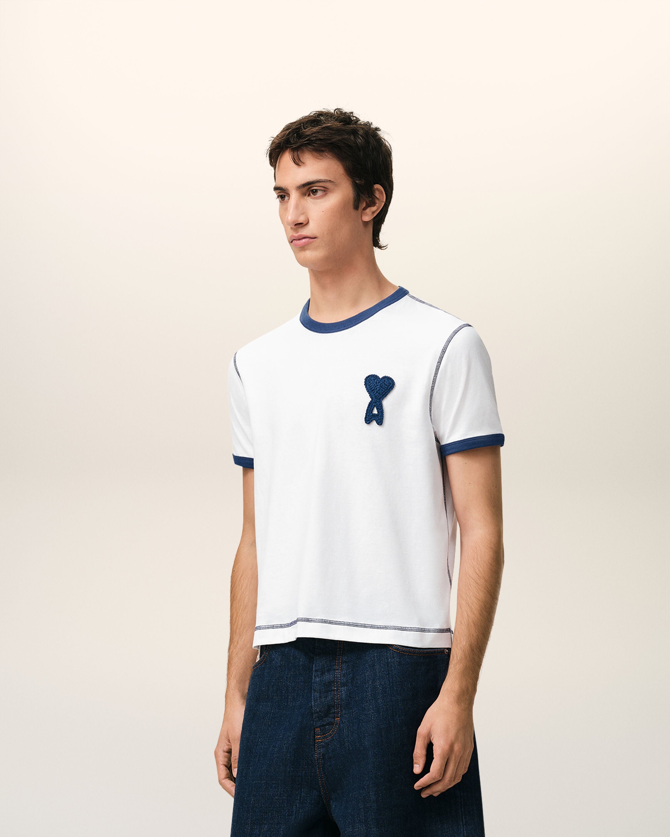 Ami Paris Tシャツ　ホワイト　白　オーガニックコットンジャージ Ami De Coeur Tシャツ ホワイト | AMI PARIS