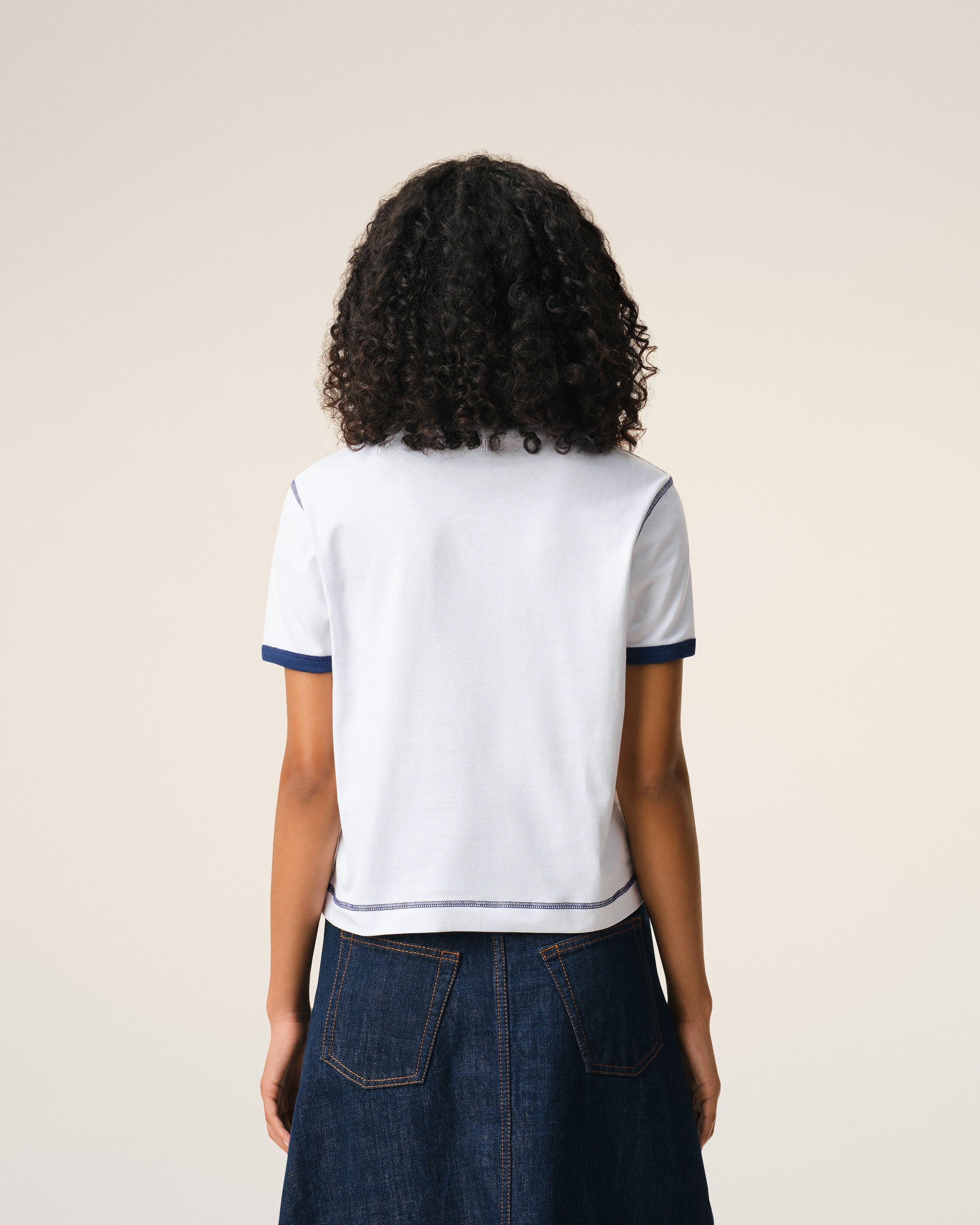 WHITE/INK White Cotton Ami De Coeur Knitted Patch T-shirt | Ami Paris