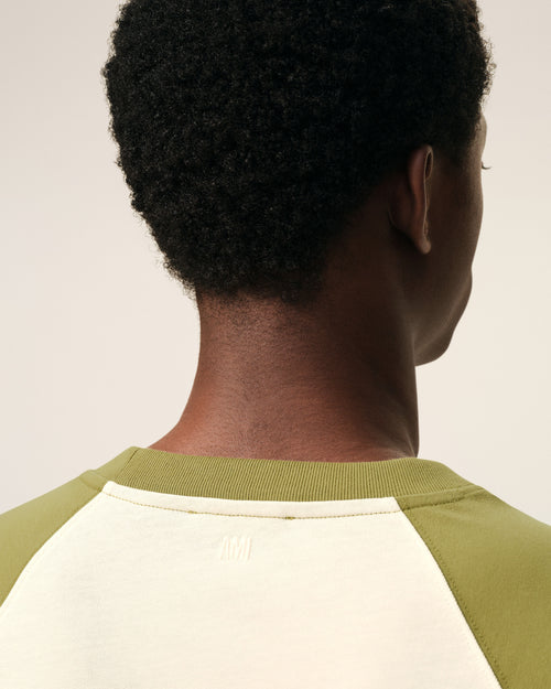 White And Green Cotton Ami De Coeur Knitted Patch T-shirt - Man - 4 - AMI Paris - Ami Paris