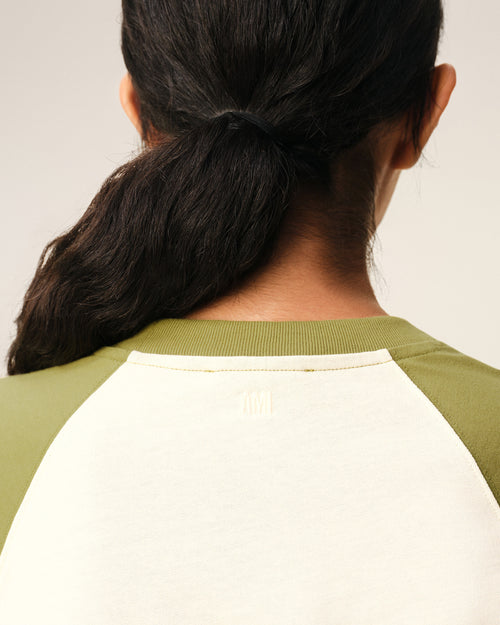 White And Green Cotton Ami De Coeur Knitted Patch T-shirt - Woman - 9 - AMI Paris - Ami Paris
