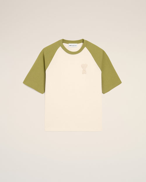 T-shirt Blanc Et Vert Ami De Coeur En Crochet en Coton - Femme - 7 - AMI Paris - Ami Paris