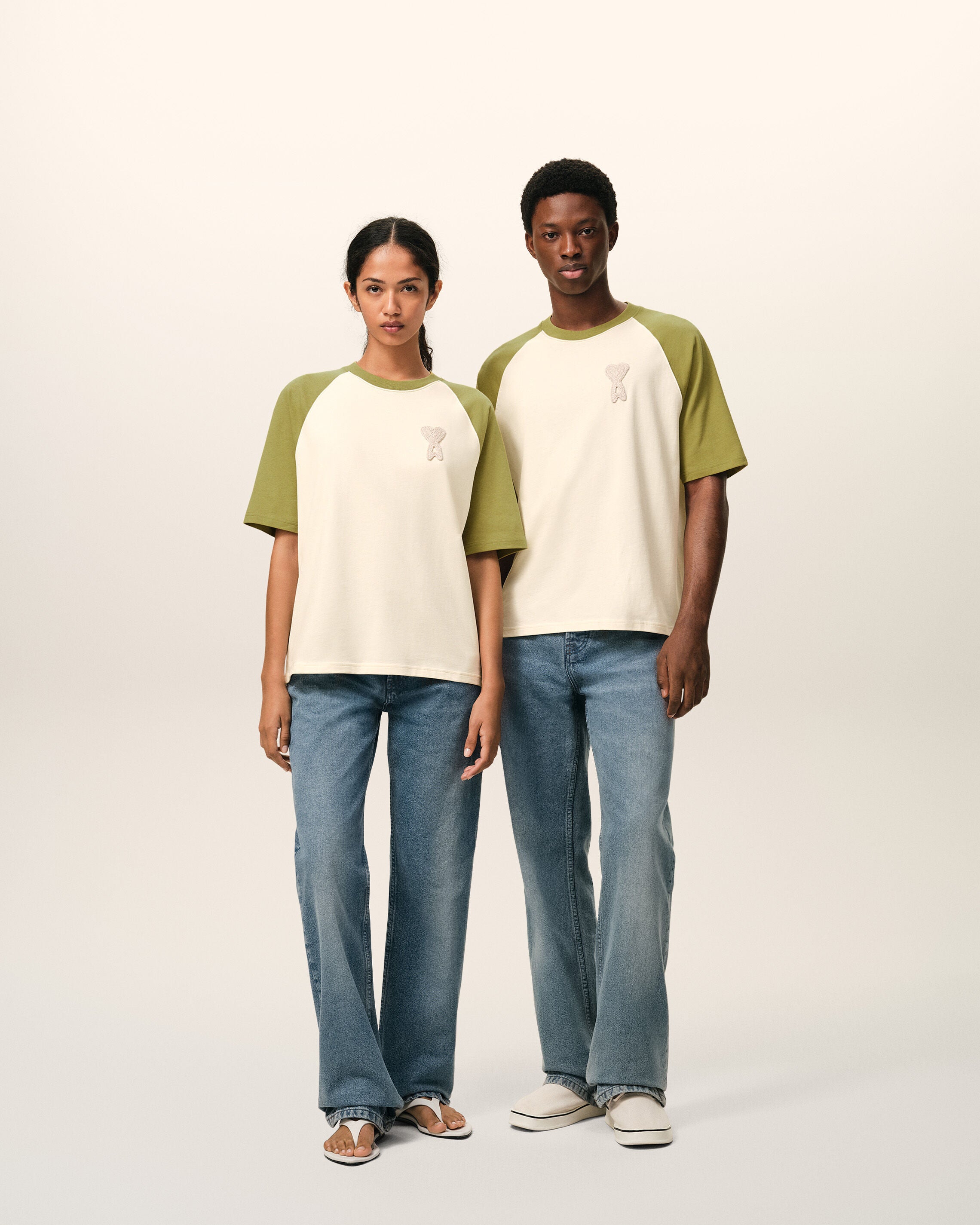 WHITE CREAM/MATCHA White And Green Cotton Ami De Coeur Knitted