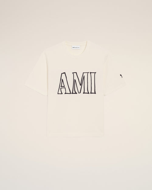White Cotton Ami Paris Print T-shirt - 1 - Ami Paris