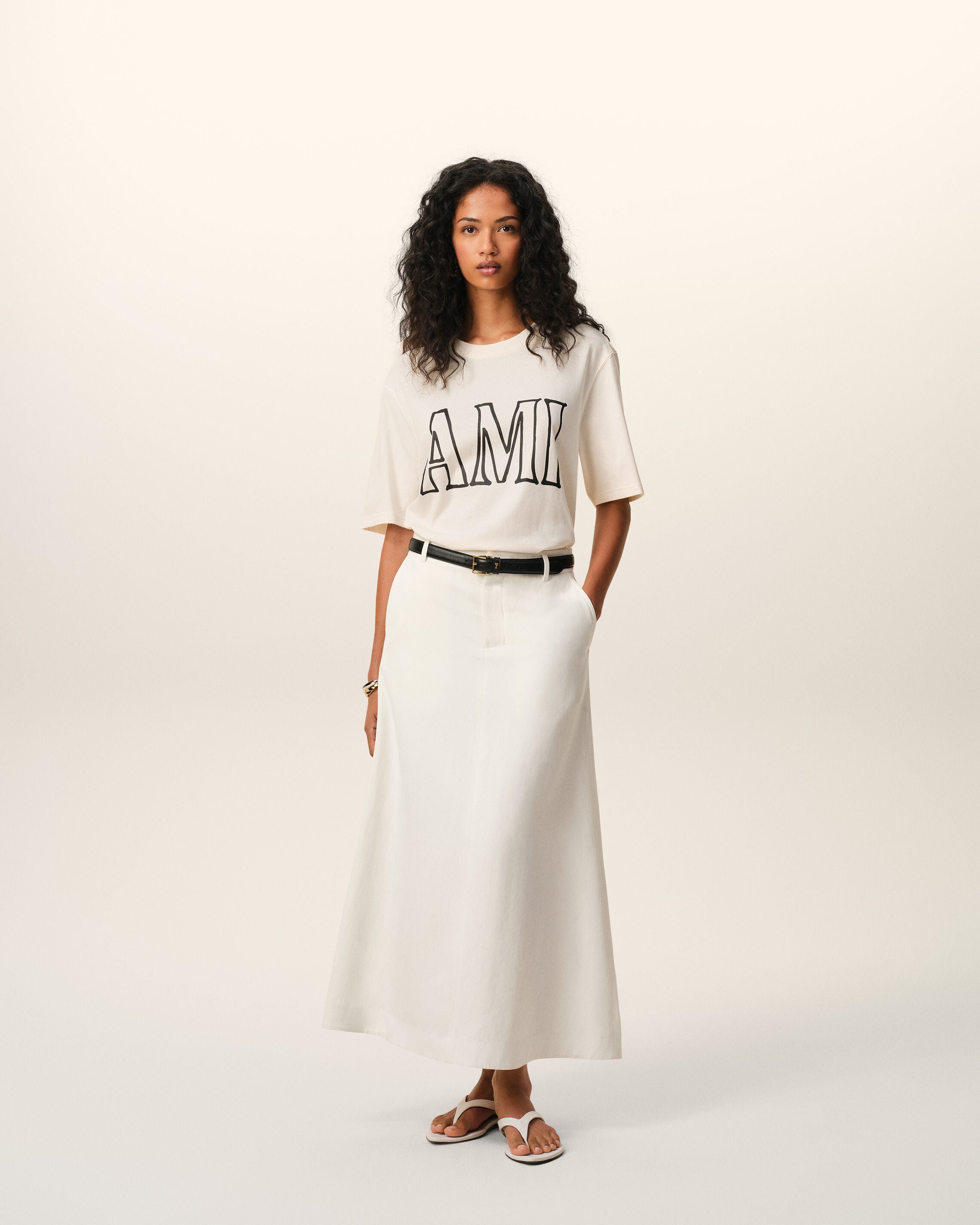 White Cotton Ami Paris Print T-shirt - 9