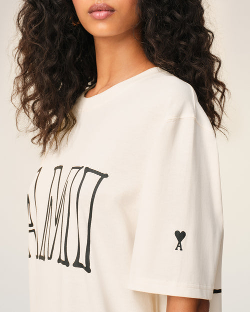 White Cotton Ami Paris Print T-shirt - Woman - 11 - AMI Paris - Ami Paris