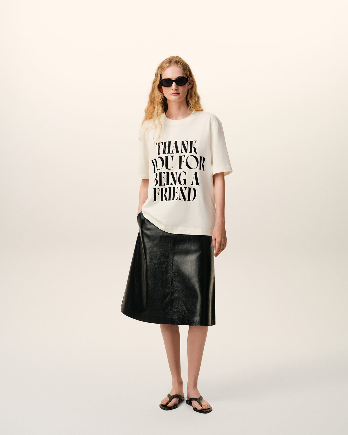 White Cotton Thank You For Being A Friend Print T-shirt - 9