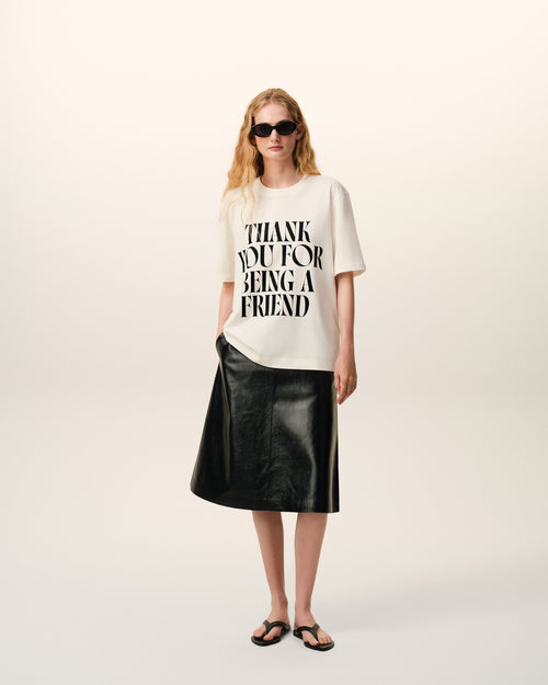                                     White Cotton Signature Print T-shirt - 3                                 - Ami Paris