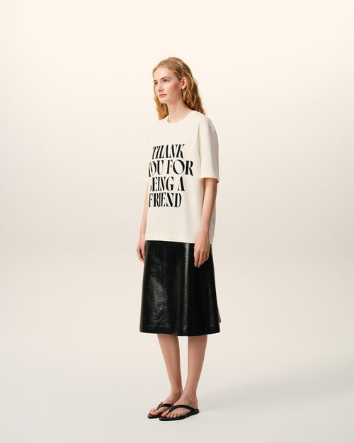 White Cotton Thank You For Being A Friend Print T-shirt - Woman - 13 - AMI Paris - Ami Paris