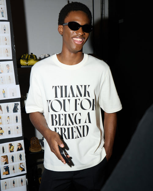 White Cotton Thank You For Being A Friend Print T-shirt - Man - 7 - AMI Paris - Ami Paris