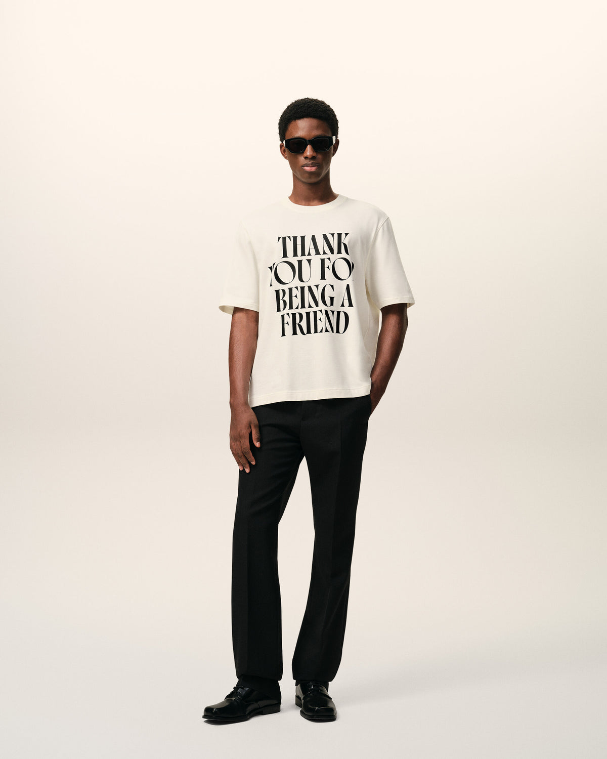 White Cotton Thank You For Being A Friend Print T-shirt - 2