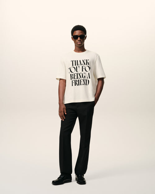 T-shirt Blanc Imprimé Signature en Coton - 2 - Ami Paris