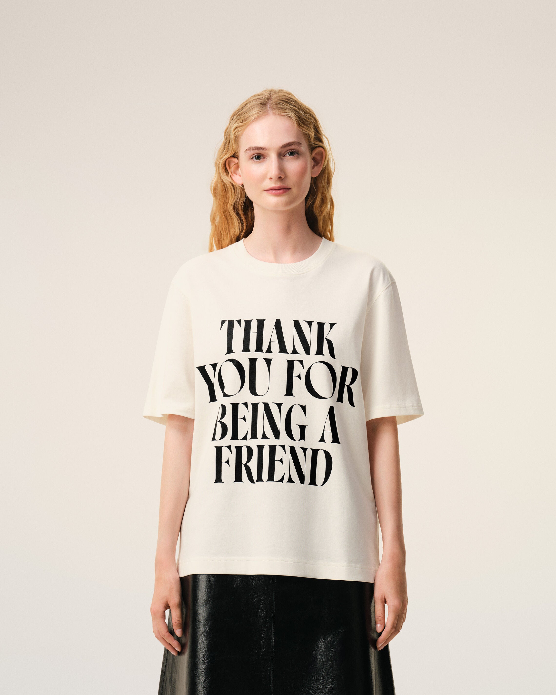 White Cotton Thank You For Being A Friend Print T-shirt - 10