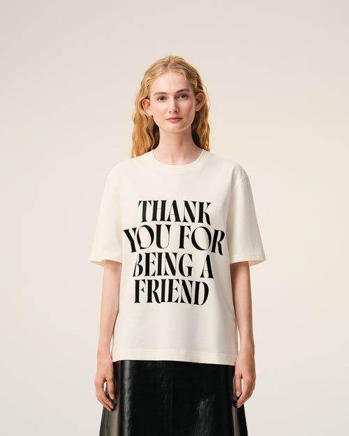 White Cotton Thank You For Being A Friend Print T-shirt - Woman - 10 - AMI Paris - Ami Paris