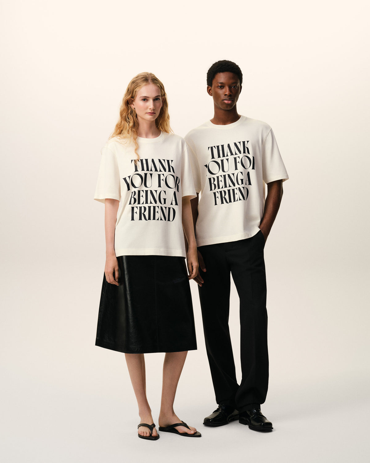 White Cotton Thank You For Being A Friend Print T-shirt - 14