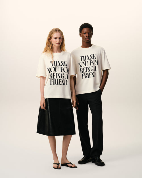 White Cotton Thank You For Being A Friend Print T-shirt - unisex - 14 - AMI Paris - Ami Paris