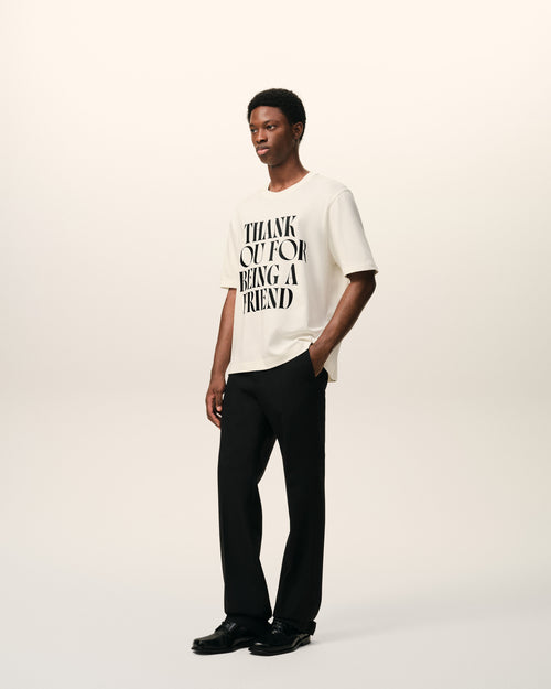White Cotton Thank You For Being A Friend Print T-shirt - Man - 6 - AMI Paris - Ami Paris