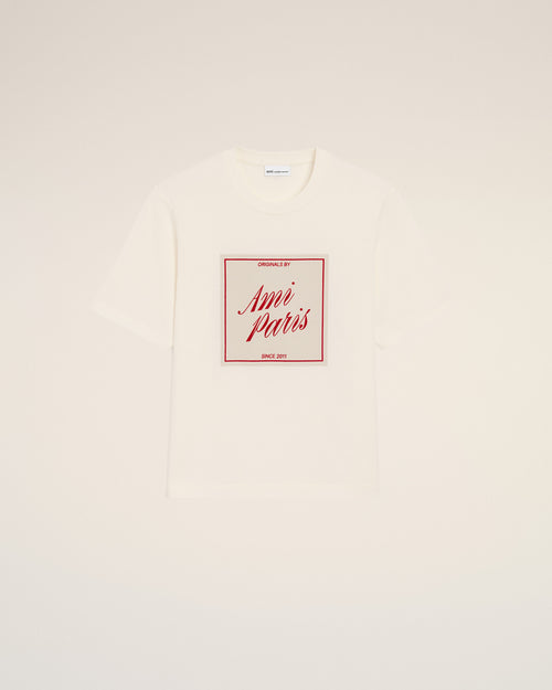 White Cotton Ami Paris Heritage Print T-shirt - Woman - 7 - AMI Paris - Ami Paris