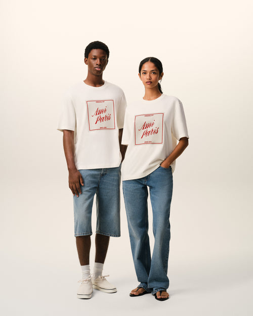 White Cotton Ami Paris Heritage Print T-shirt - unisex - 13 - AMI Paris - Ami Paris