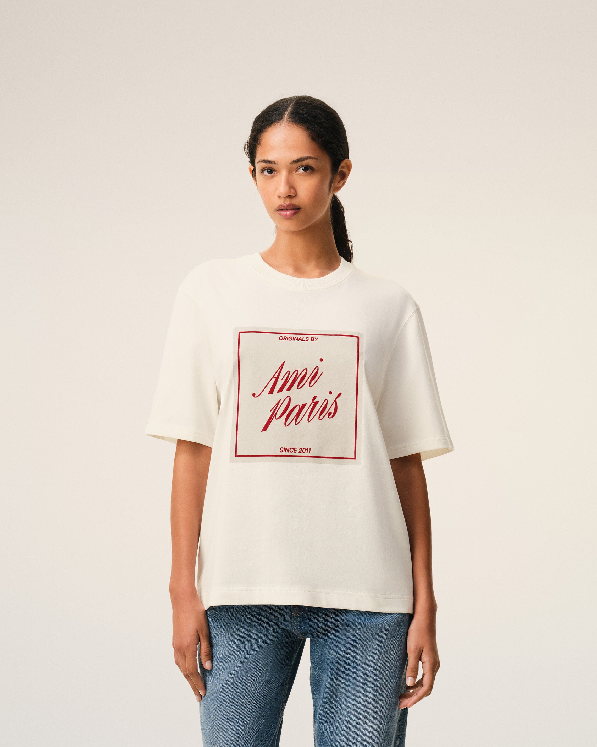 White Cotton Ami Paris Heritage Print T-shirt - 9