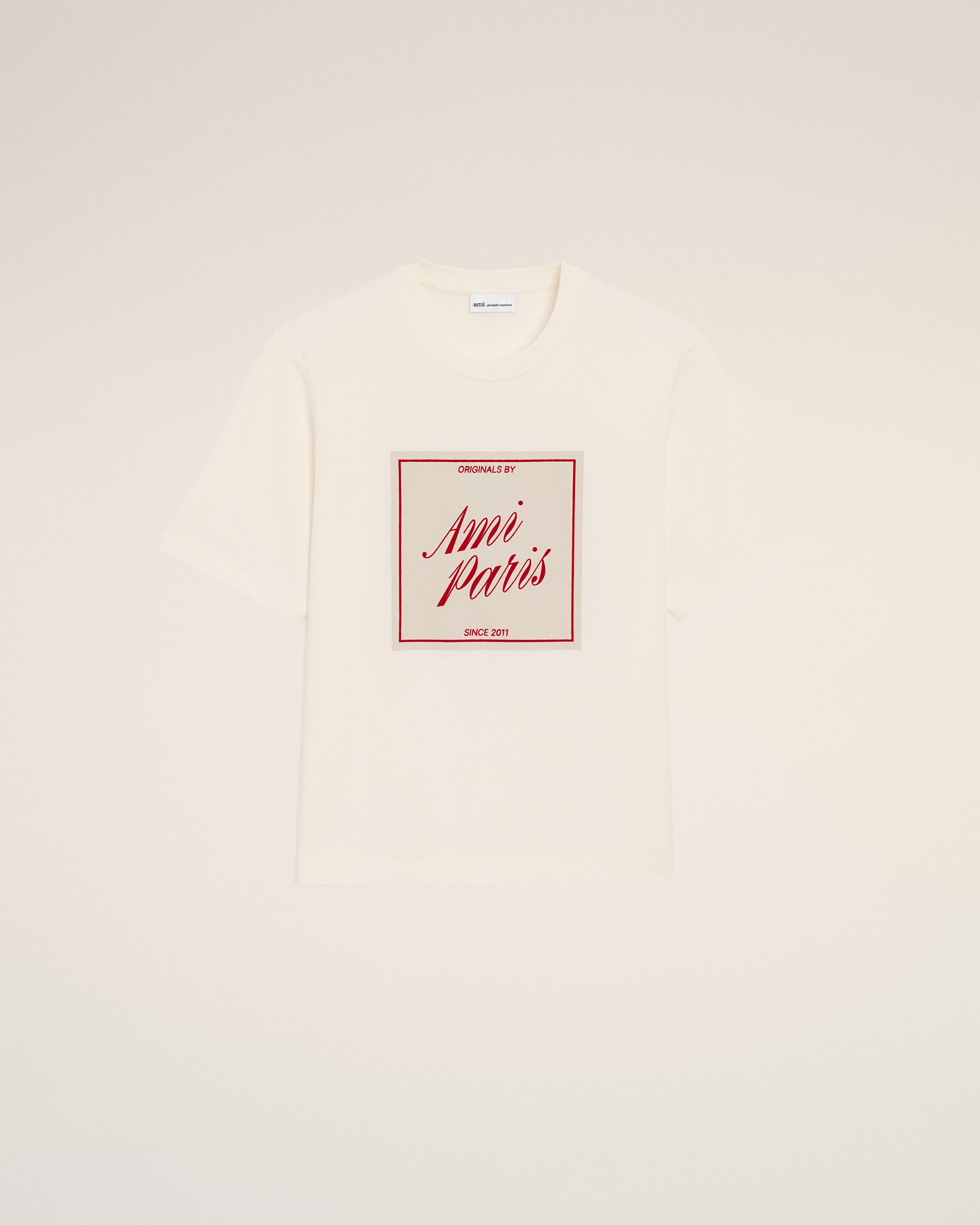 WHITE CREAM White Cotton Ami Paris Heritage Print T-shirt | Ami Paris