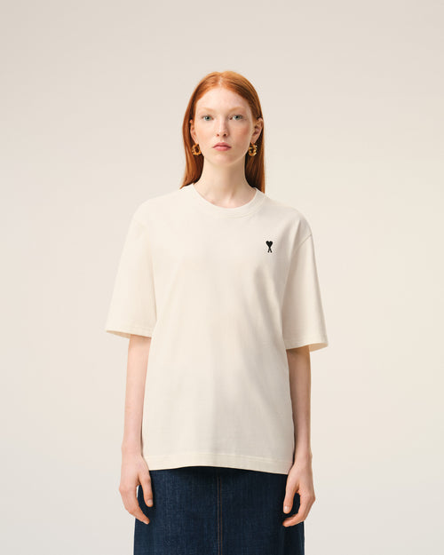 White Cotton Place Des Victoires Print T-shirt - Woman - 11 - AMI Paris - Ami Paris